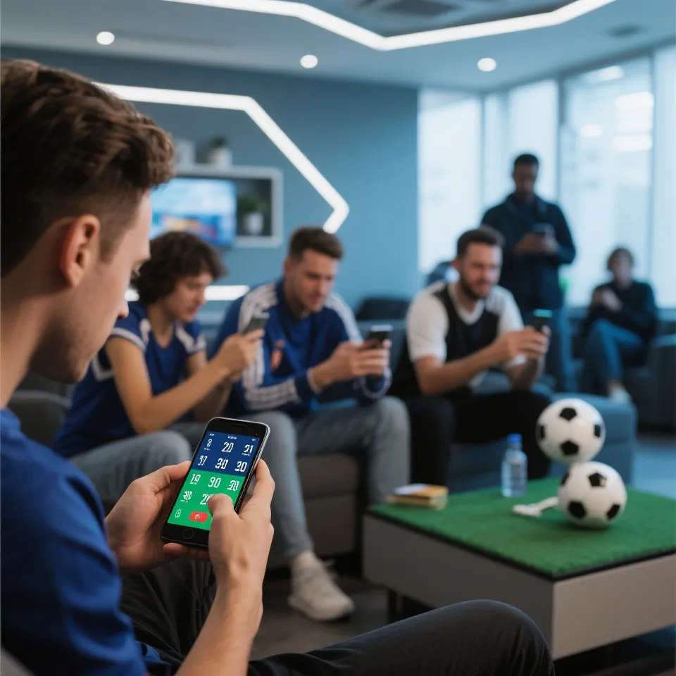 球迷使用手机查看世界杯比分直播